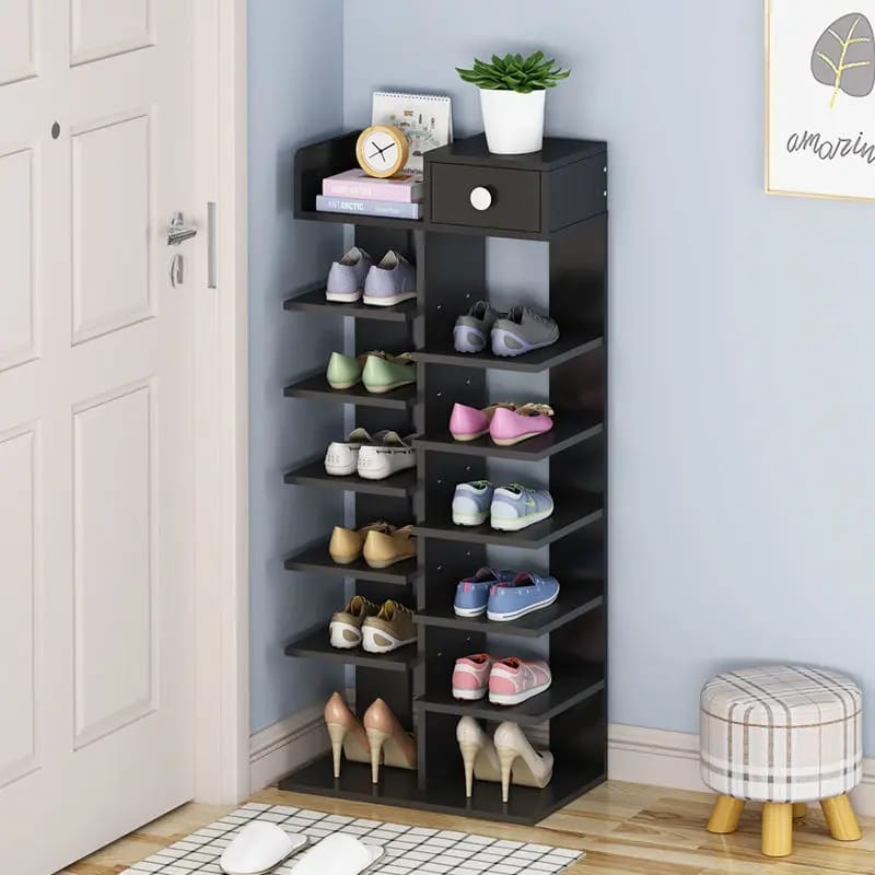 : Shoe Rack Double Row with Stackable, Large Capacity, and Freestanding Storage. Different Colors