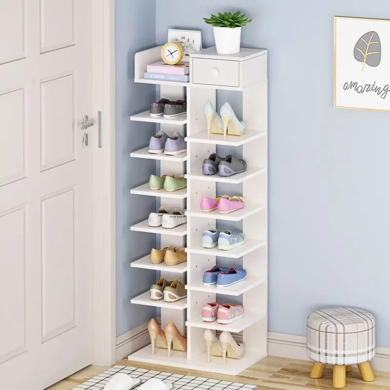 : Shoe Rack Double Row with Stackable, Large Capacity, and Freestanding Storage. Different Colors