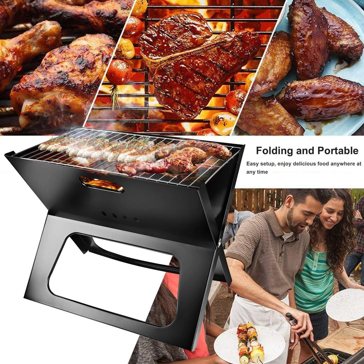 Foldable Charcoal Grill, Portable BBQ Barbecue Grill
