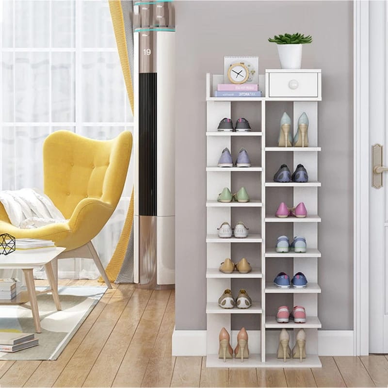 : Shoe Rack Double Row with Stackable, Large Capacity, and Freestanding Storage. Different Colors
