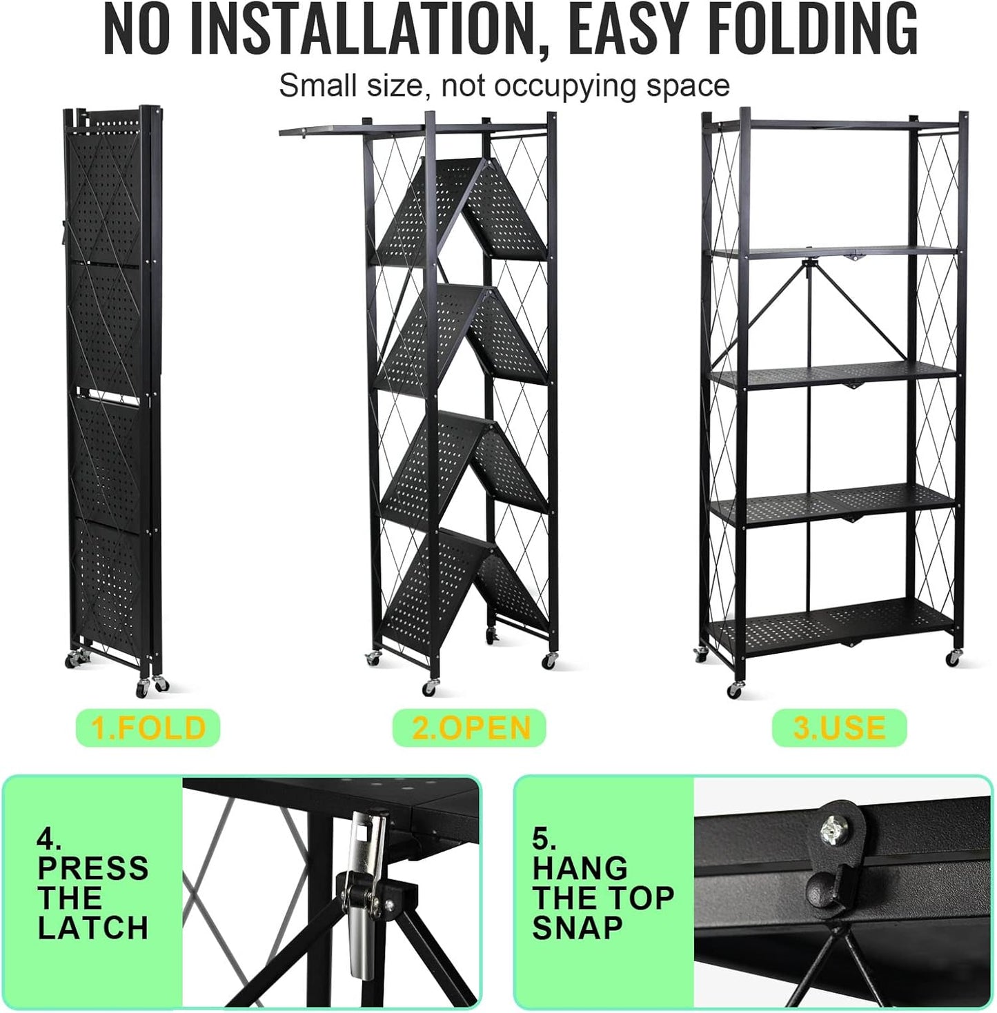 DARAZ UAE Foldable Storage Shelves 5 Tier, Storage Racks Kitchen Cabinet