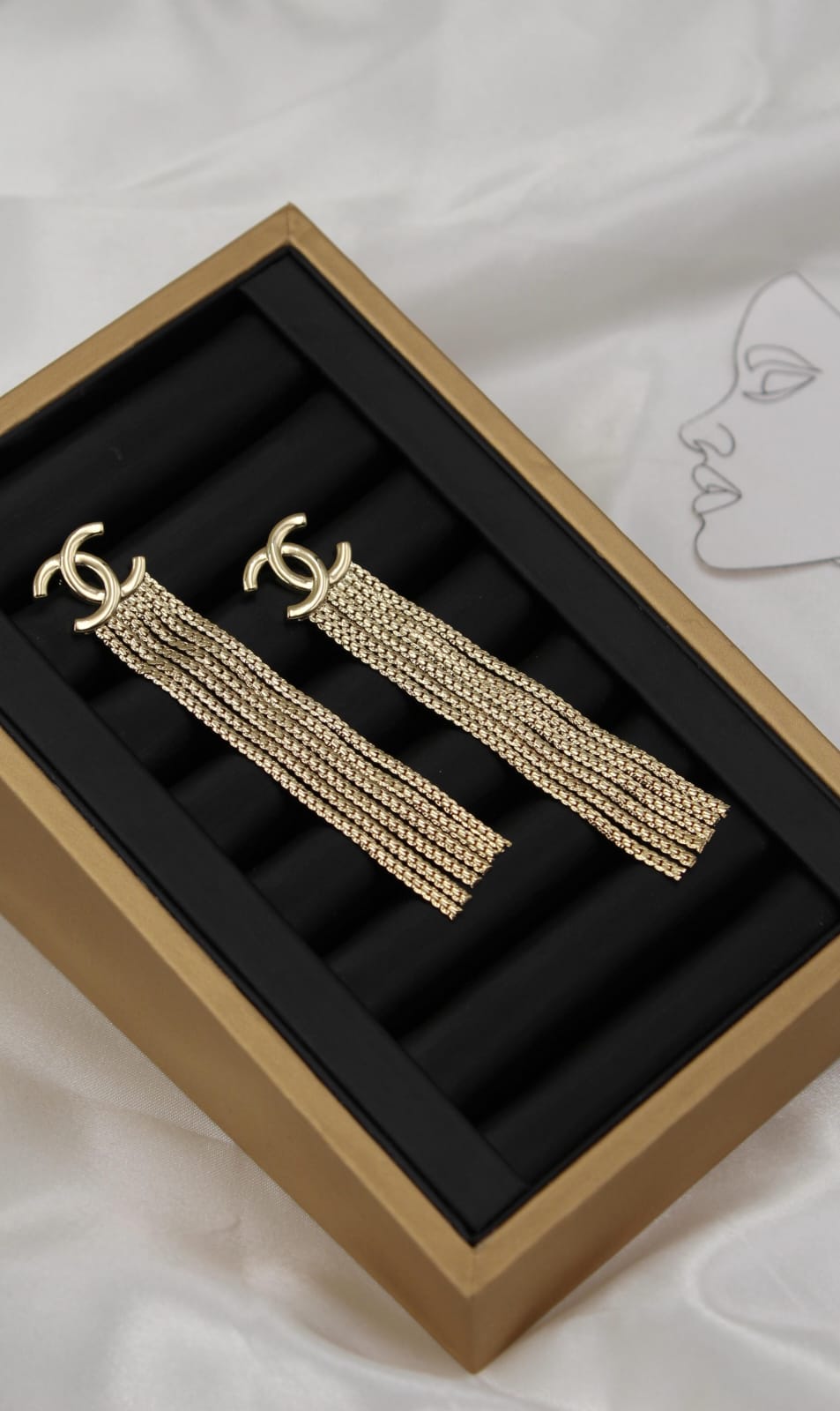 CH - CC Logo Multi Strand Chain Drop Earrings - Saadstore