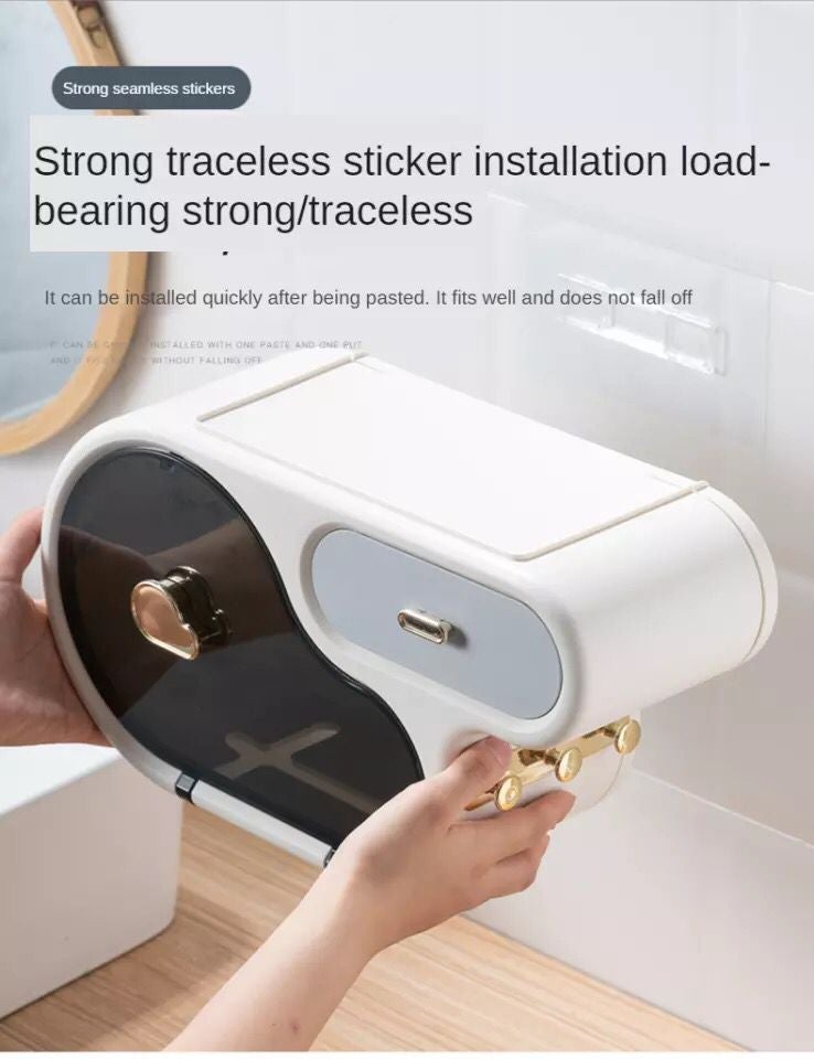 Wall Mount Toilet Roll Paper Organizer