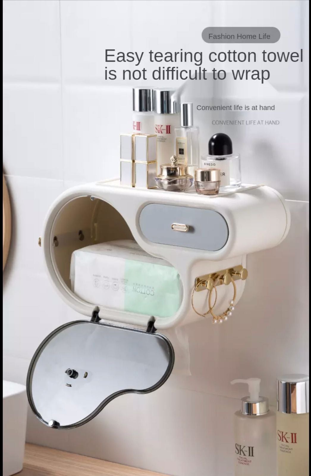 Wall Mount Toilet Roll Paper Organizer