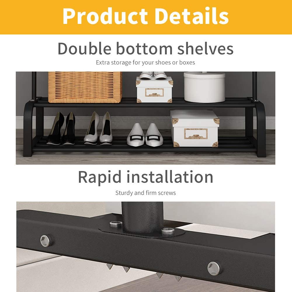 Clothing  Rack with Top Rod, Lower Storage