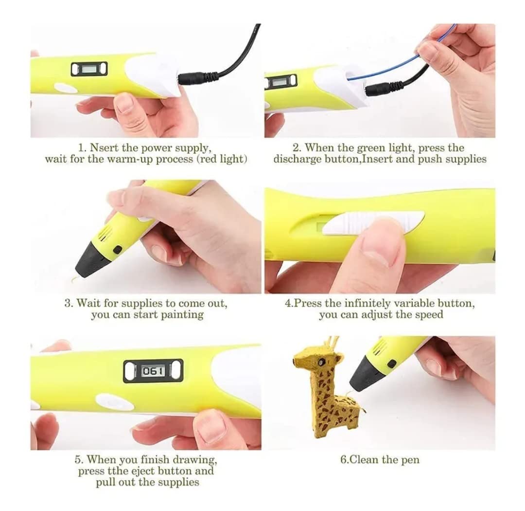 3D Pen Professional with Free 50 Meters Colour PLA Filaments | 1.75mm ABS/PLA Filament/Charger Cable and Free Pack