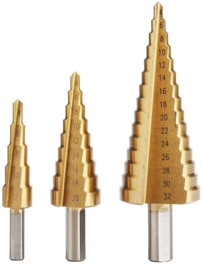3 PCS Cone Drill Titanium Bit Set 4-12/20/32mm - Saadstore