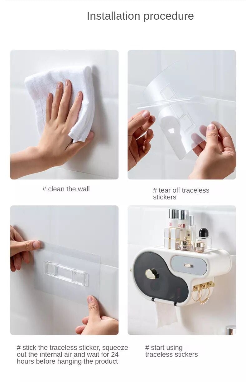Wall Mount Toilet Roll Paper Organizer