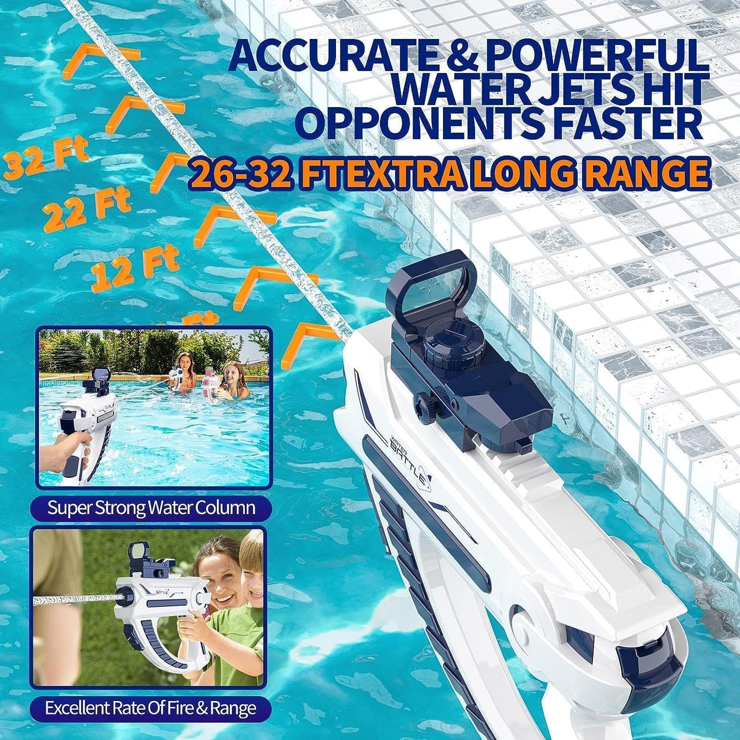 : Water Gun Toy for Kids NIBEMINENT Electric Automatic High Pressure Strong Toys Water Gun, Cool Appearance Large Capacity Fast Firing Speed Long Range(2 COLORS)