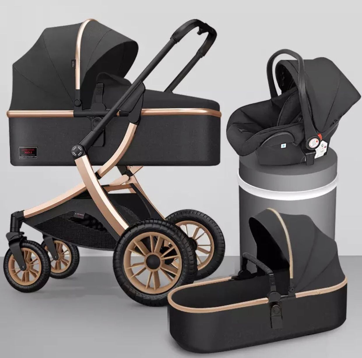 Luxury Baby Pram 3 In 1 European Foldable Pram Baby Pram Stroller - Saadstore