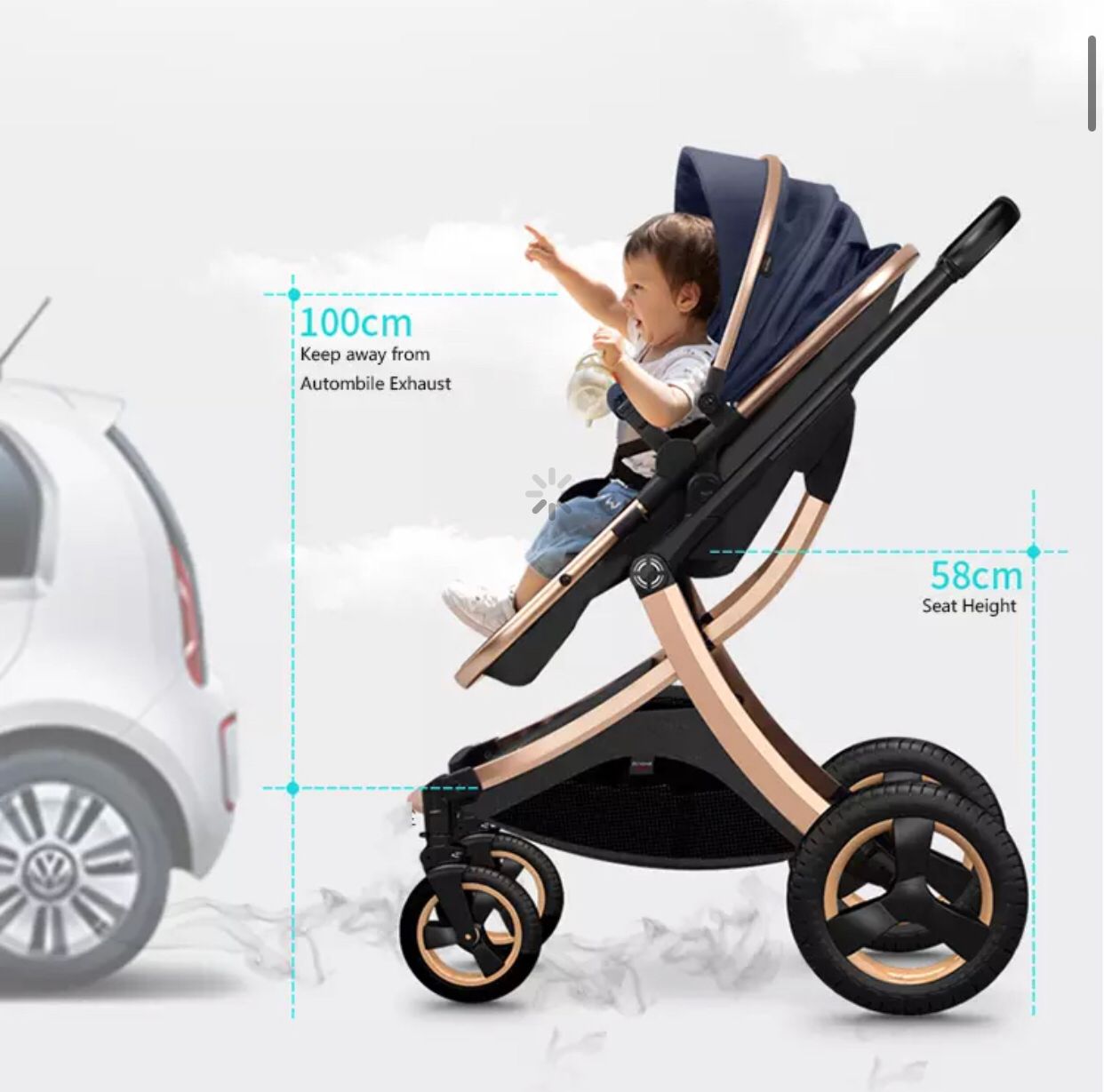 Luxury Baby Pram 3 In 1 European Foldable Pram Baby Pram Stroller - Saadstore