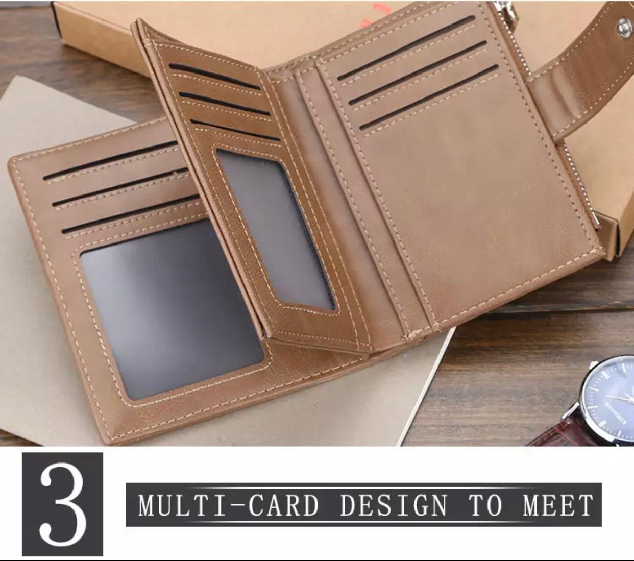 Men's Leather Wallet with Coins Pocket