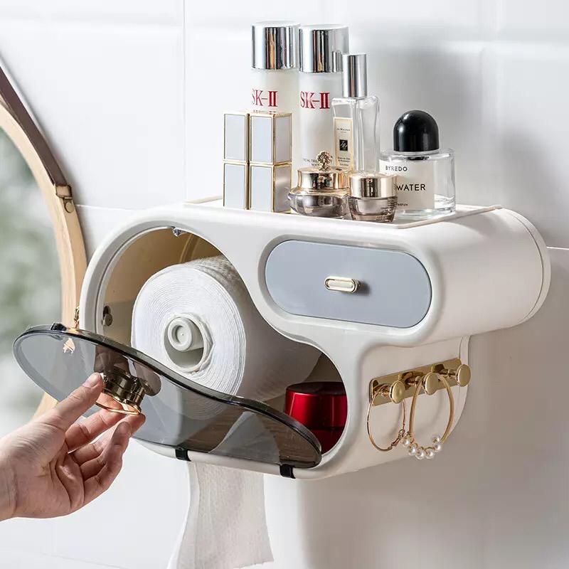 Wall Mount Toilet Roll Paper Organizer