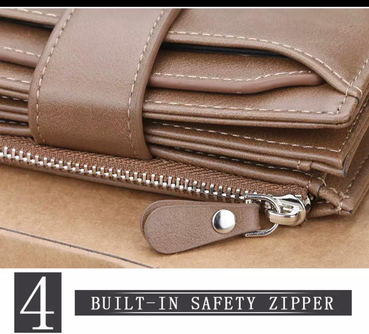 Men's Leather Wallet with Coins Pocket