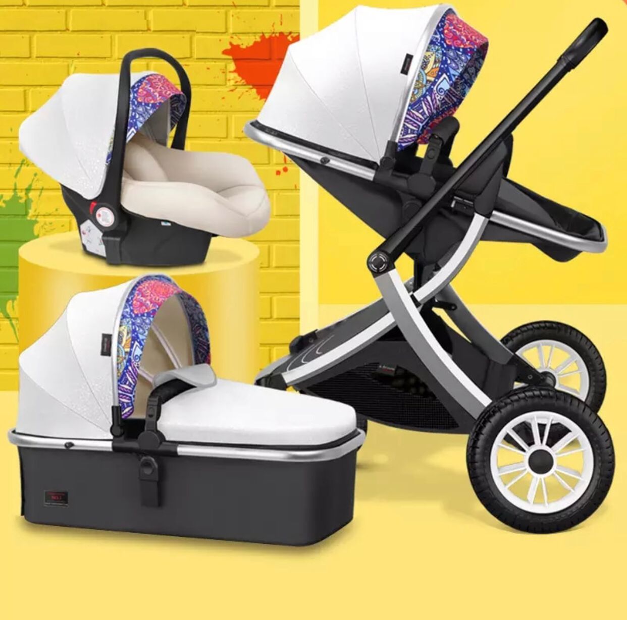 Luxury Baby Pram 3 In 1 European Foldable Pram Baby Pram Stroller - Saadstore