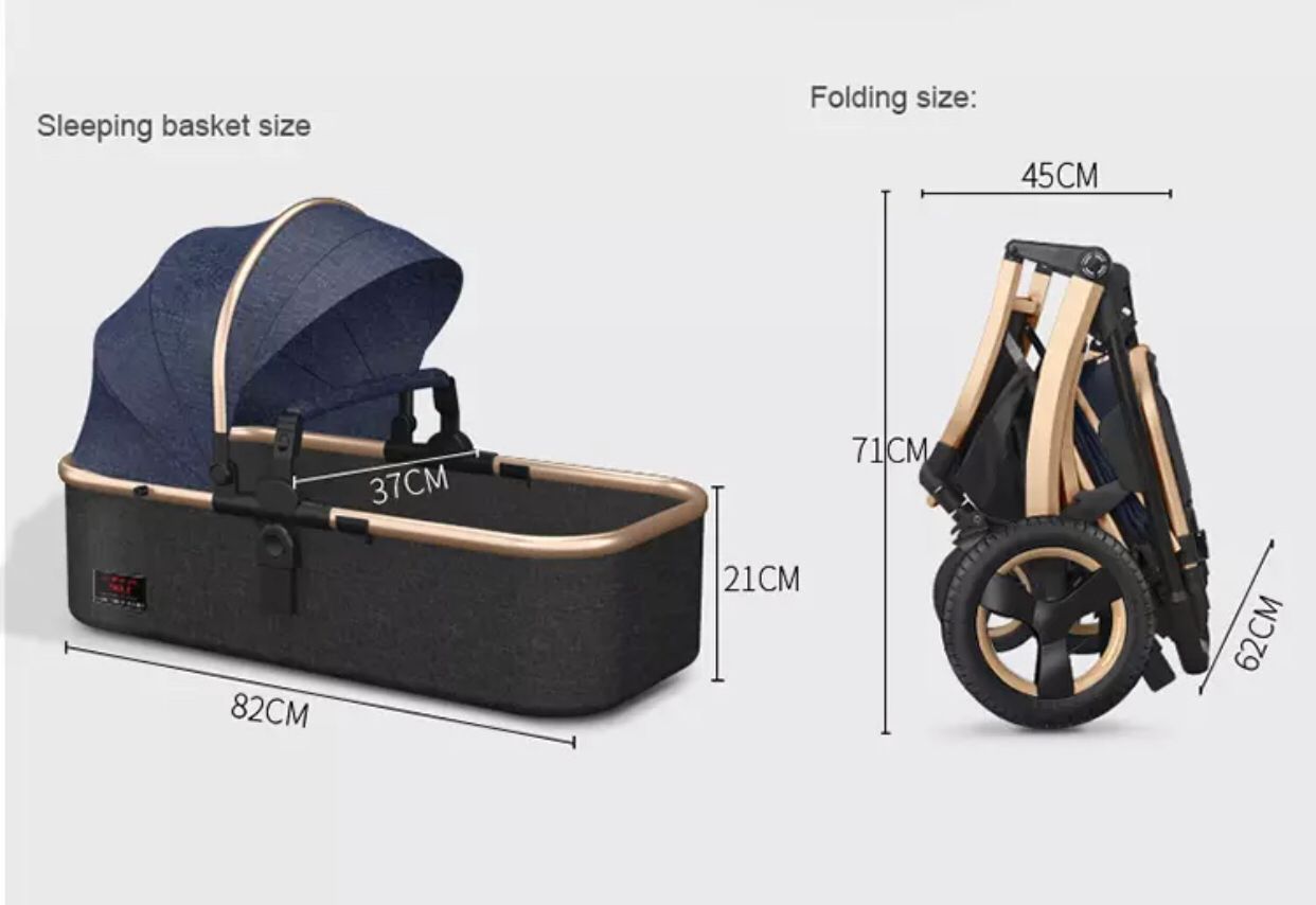 Luxury Baby Pram 3 In 1 European Foldable Pram Baby Pram Stroller - Saadstore