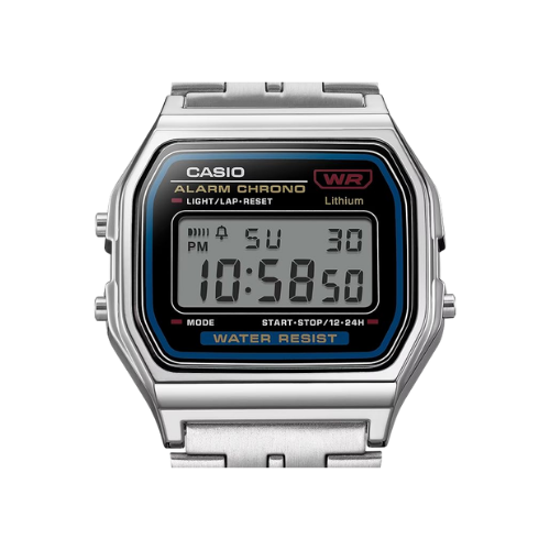 Casio Unisex Digital Watch Silver Stainless Steel Band 30M Water Resistant UAE