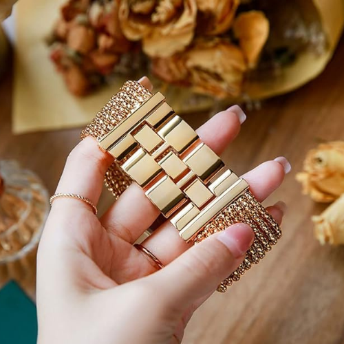 Women’s Gold colour Multi-Chain Bracelet Watch Set with Cuff Bangle – Luxury Analog Quartz Wrist Watch UAE