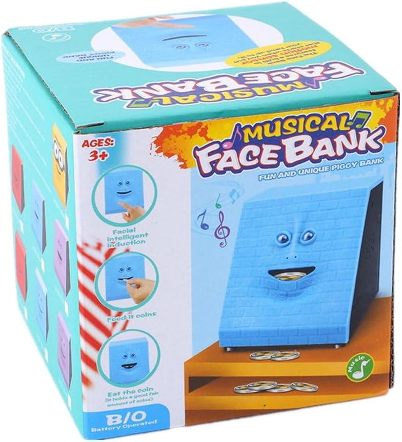 Face Bank and Piggy Bank Coin Eater, Funny Money Saving Box and Wacky Coin Jar
