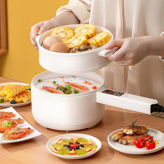 Electric Hot Pot with Steamer & Temperature Control - Non-Stick Electric Cooker
