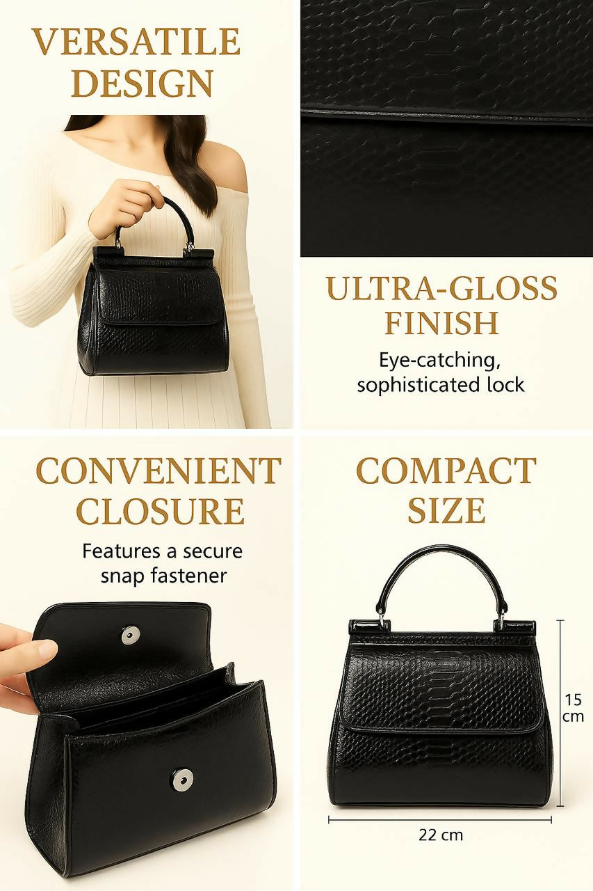 Luxury Top Handle Party Handbag for Women – Crocodile Texture Designer Purse