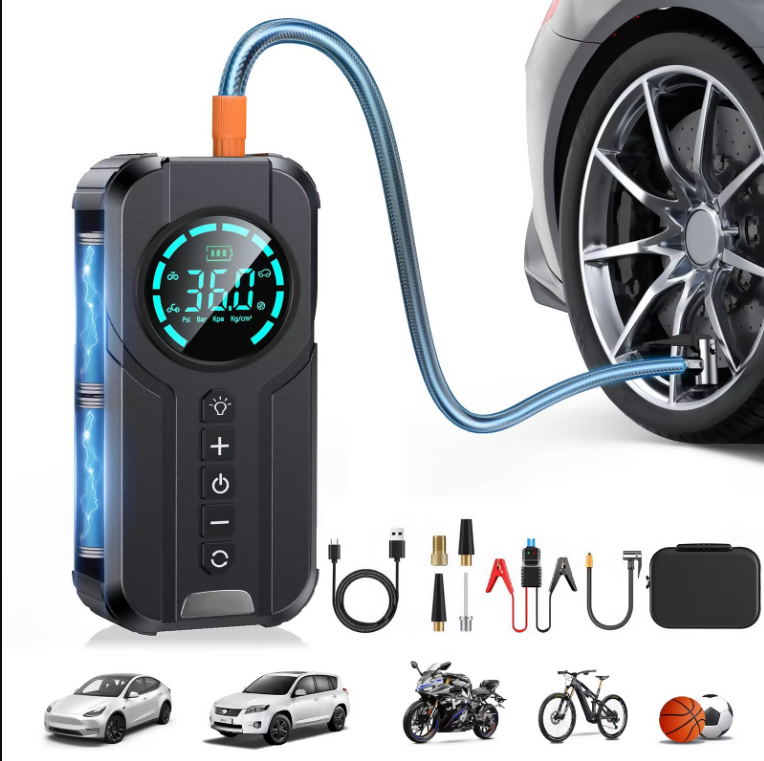 Car Starter Tyre Air Inflator 6000mAh Super Power Jump Starter Power Station with Emergency Lights