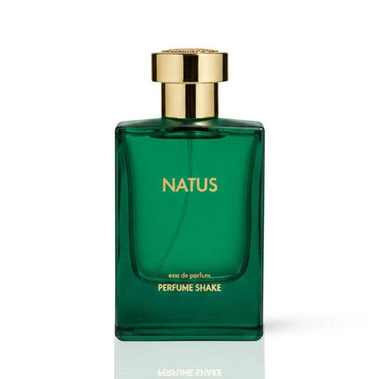 Green perfume bottle by PERFUME SHAKE, Woody sandalwood notes for men in UAE 