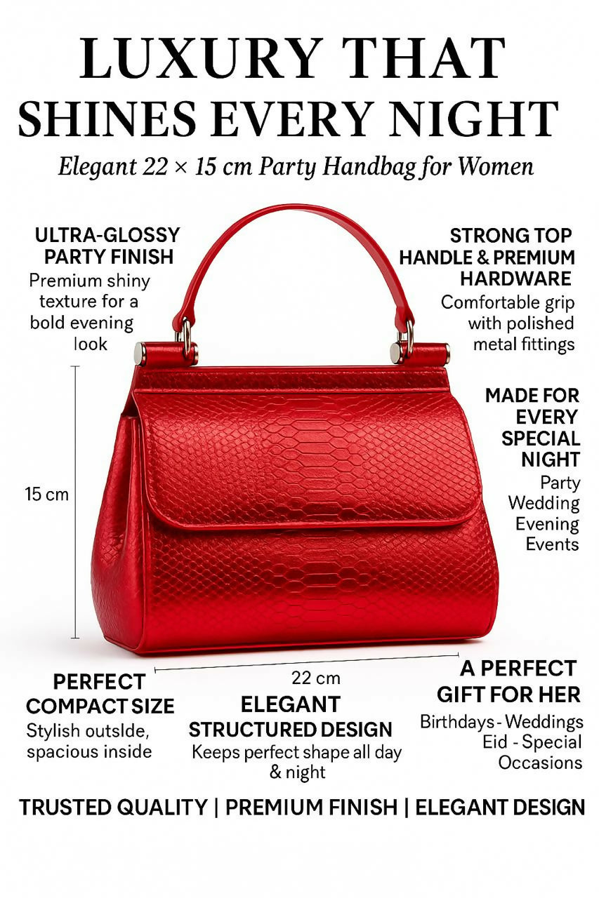 Luxury Top Handle Party Handbag for Women – Crocodile Texture Designer Purse