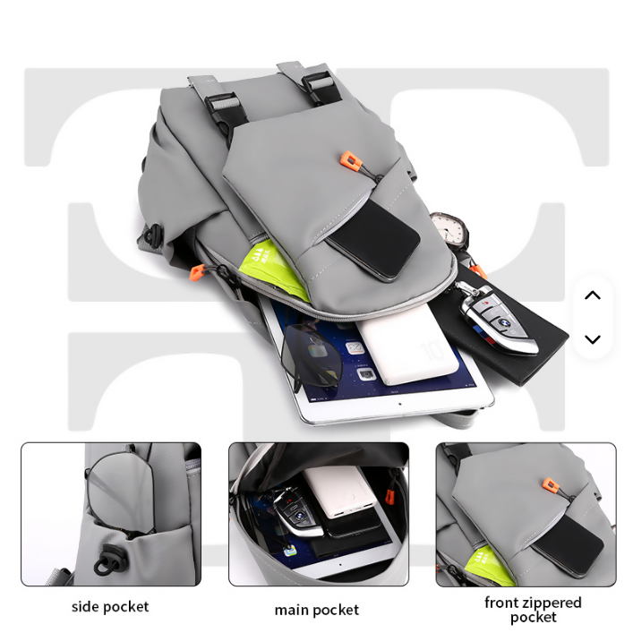 Men's & Women's Waterproof Oxford Crossbody Bag with USB Port | Unisex Chest Bag for Daily Use | OEM Customization UAE