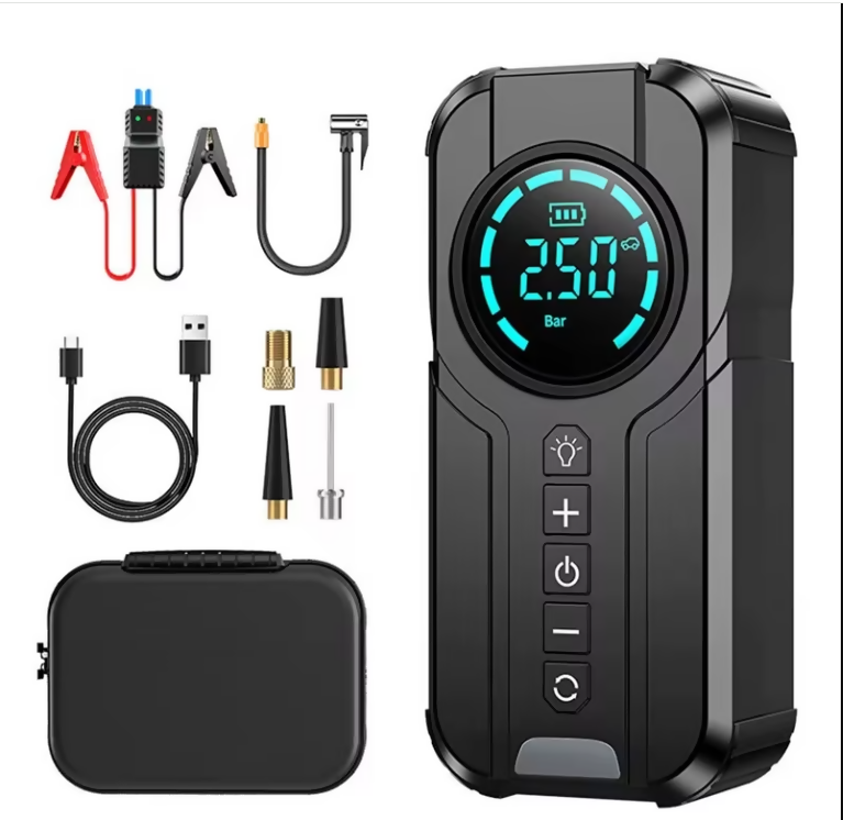 Car Starter Tyre Air Inflator 6000mAh Super Power Jump Starter Power Station with Emergency Lights