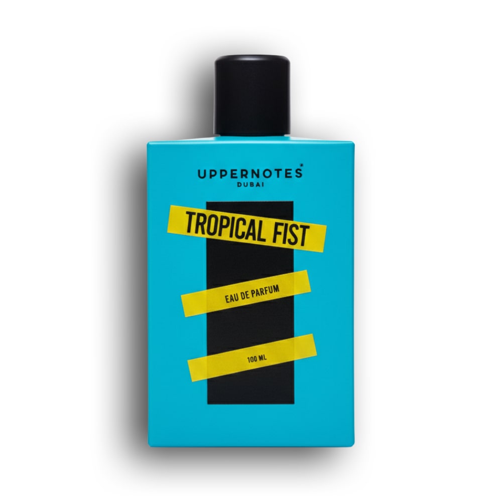 Perfume bottle with blue packaging and black cap name '- PERFUME SHAKE, wooy tobacco, oud, sweet notes unisex best perfume in UAE