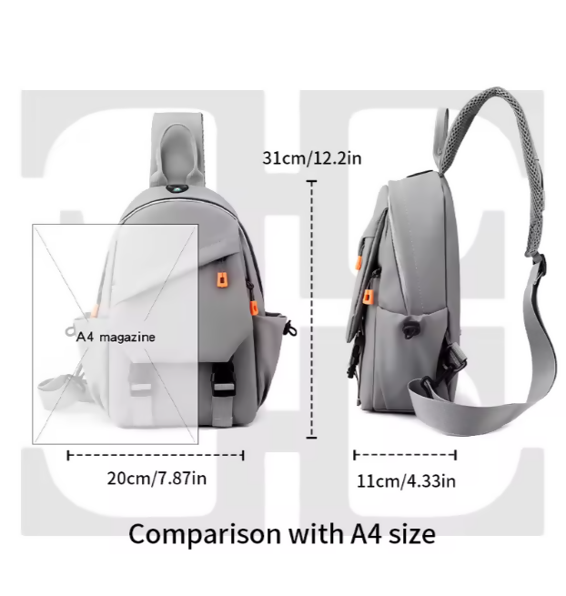 Men's & Women's Waterproof Oxford Crossbody Bag with USB Port | Unisex Chest Bag for Daily Use | OEM Customization UAE