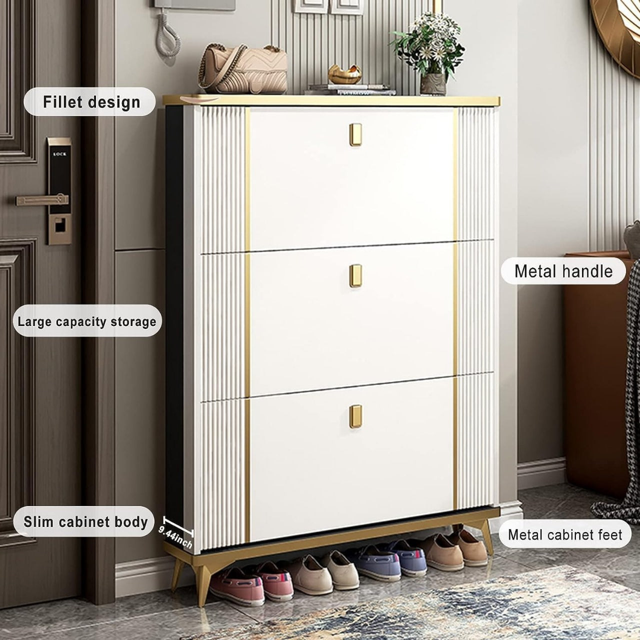 Italian-style luxury ultra-thin shoe cabinet