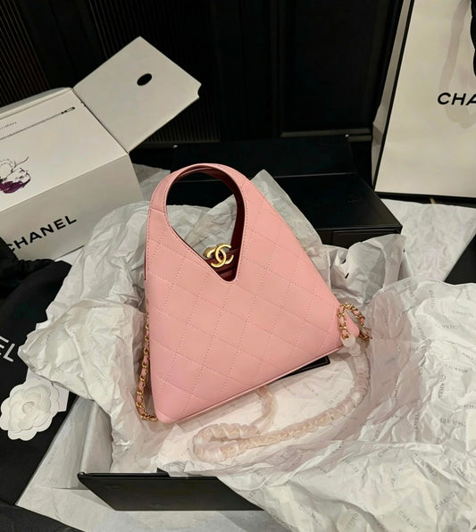 V-Cut Quilted hobo Top Handle Bag