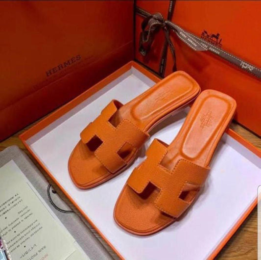 Leather Flat Slippers For Ladies