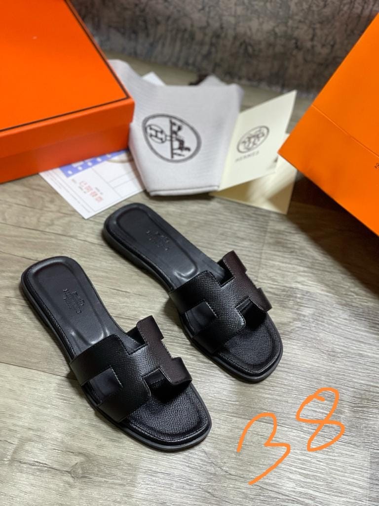 Leather Flat Slippers For Ladies