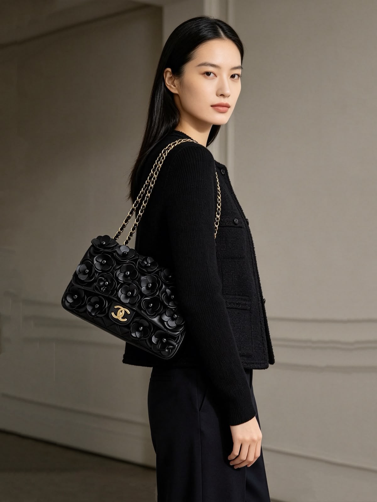 Camellia Floral Flap Bag
