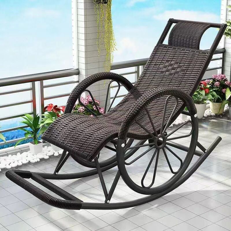 Outdoor Rocking Chair, High Back Rattan Patio Rocking Chair