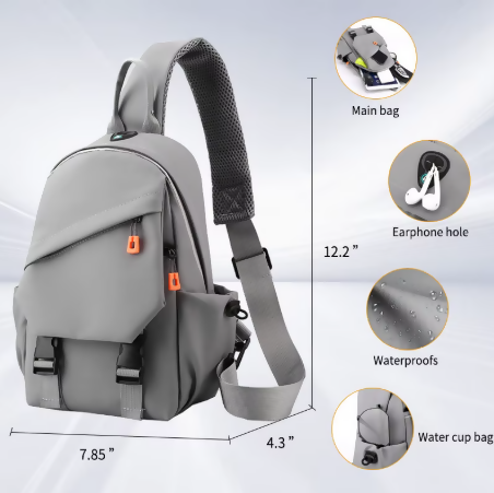Men's & Women's Waterproof Oxford Crossbody Bag with USB Port | Unisex Chest Bag for Daily Use | OEM Customization UAE