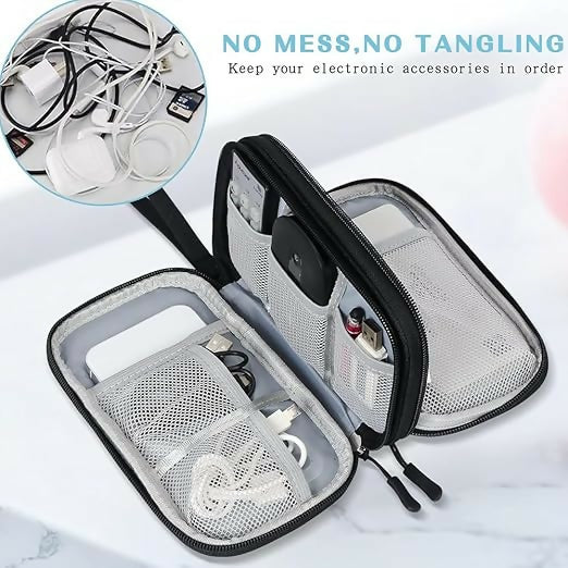 Tech Organizer Bag - Travel Electronic Accessories Pouch for Charger, Cables, Power Bank, Hard Drives | Waterproof & Shockproof | UAE