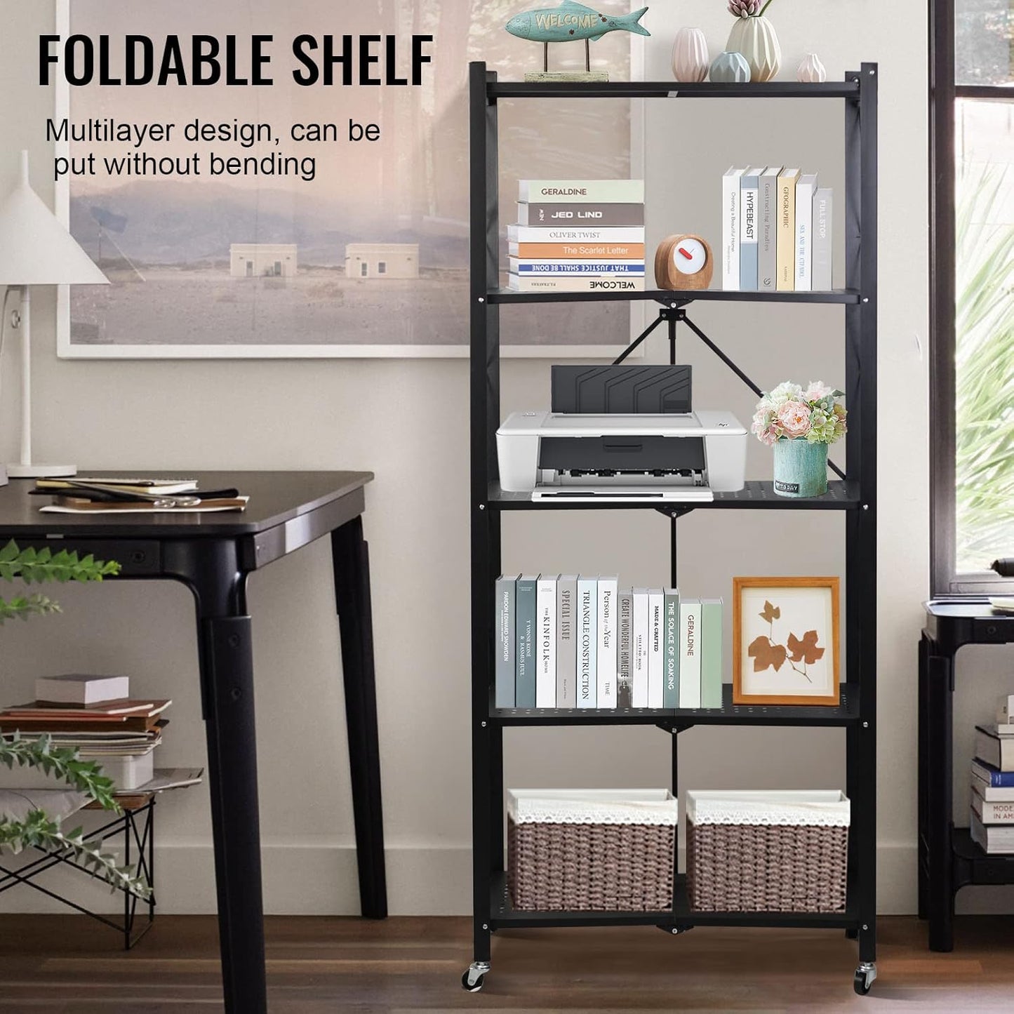 DARAZ UAE Foldable Storage Shelves 5 Tier, Storage Racks Kitchen Cabinet