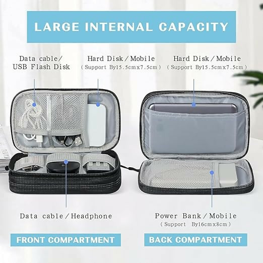 Tech Organizer Bag - Travel Electronic Accessories Pouch for Charger, Cables, Power Bank, Hard Drives | Waterproof & Shockproof | UAE
