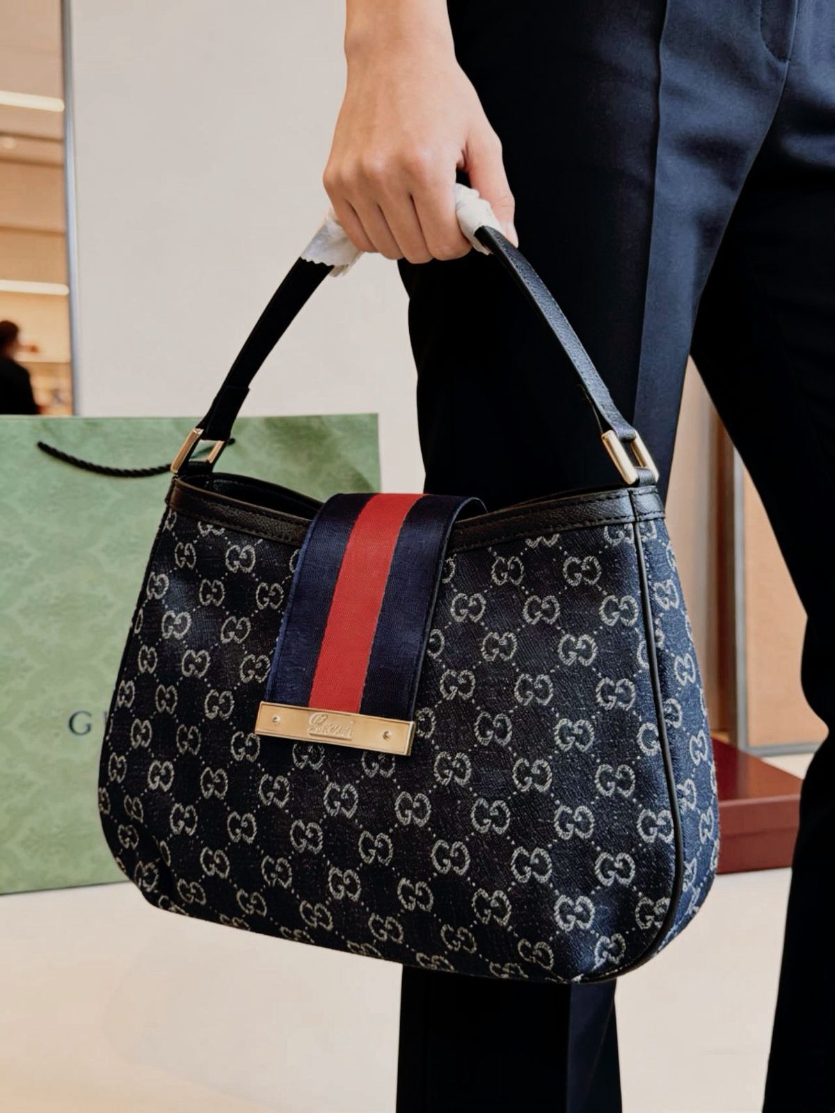 GG New Ladies Web Hobo Bag 33cm - Saadstore