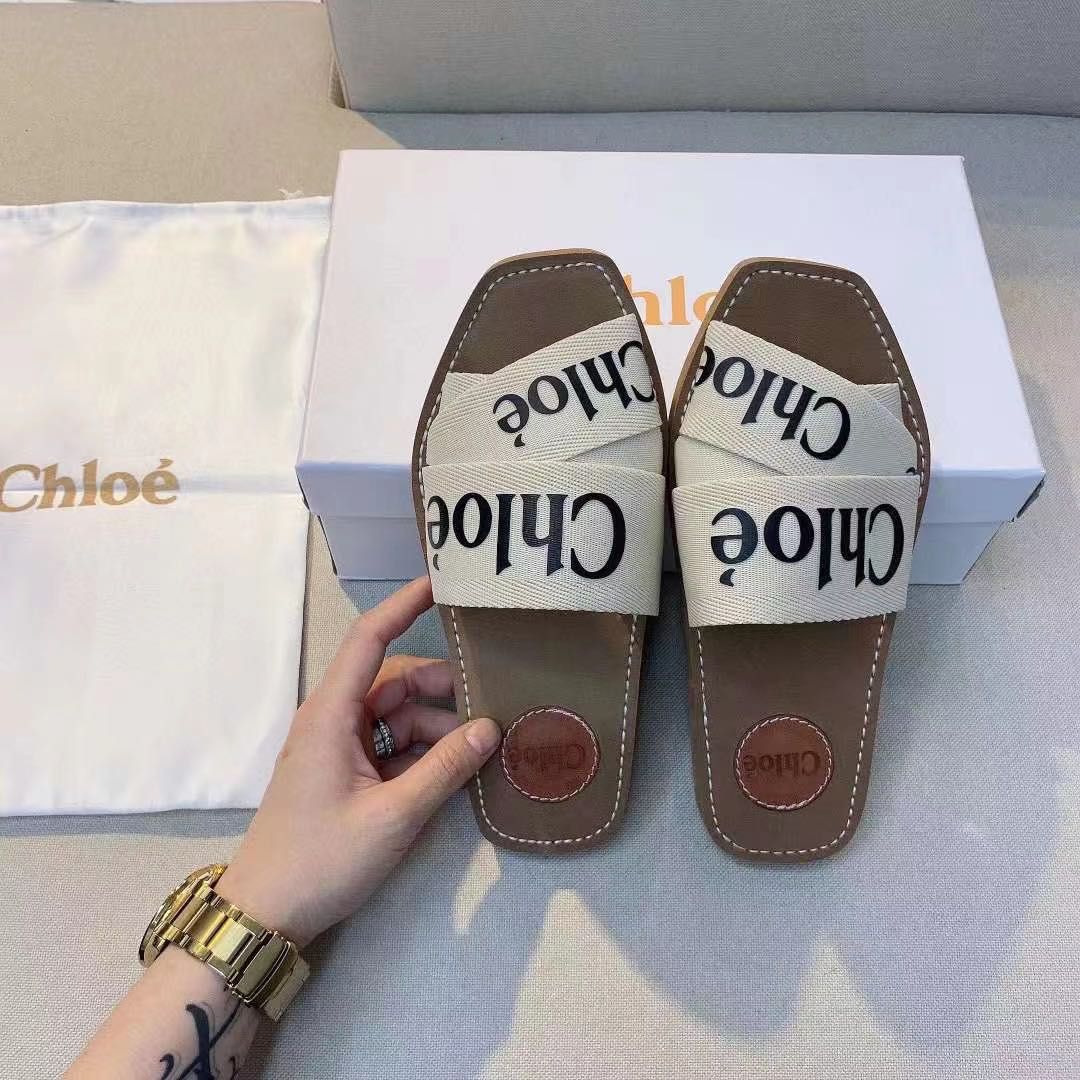 CHL Canvas Logo Ribbon Flat Sandals - Saadstore
