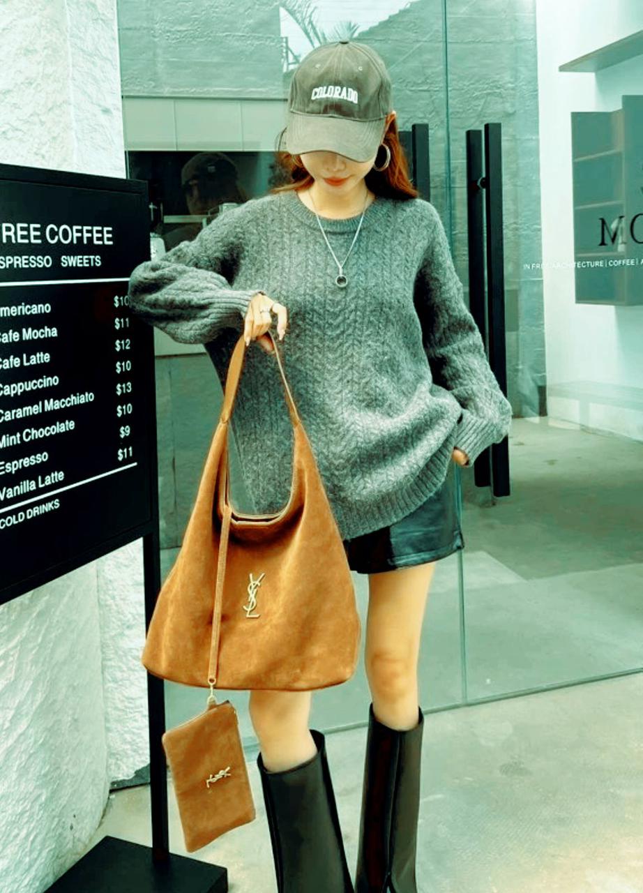 Bucket Bag In Suede Leather With Pouch By YSL - Saadstore