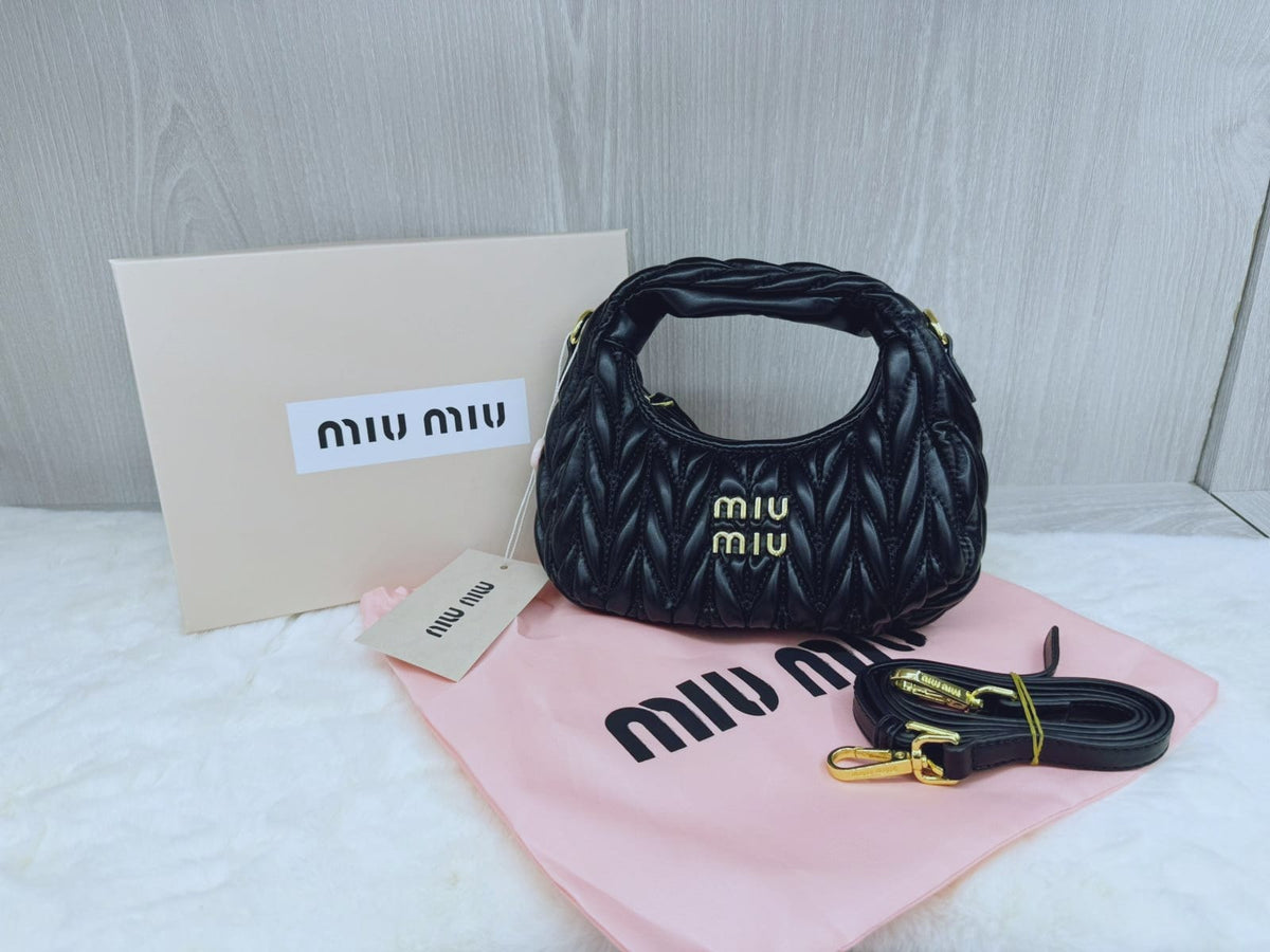 Miu Miu Wander Matelasse Nappa Leather Hobo Mini - bag - Saadstore