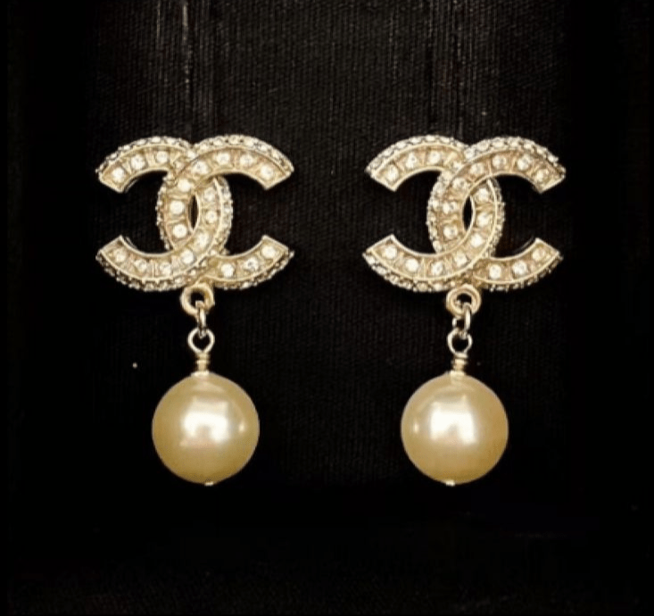 CH - CC Crystal Faux Pearl Drop Earrings - Saadstore