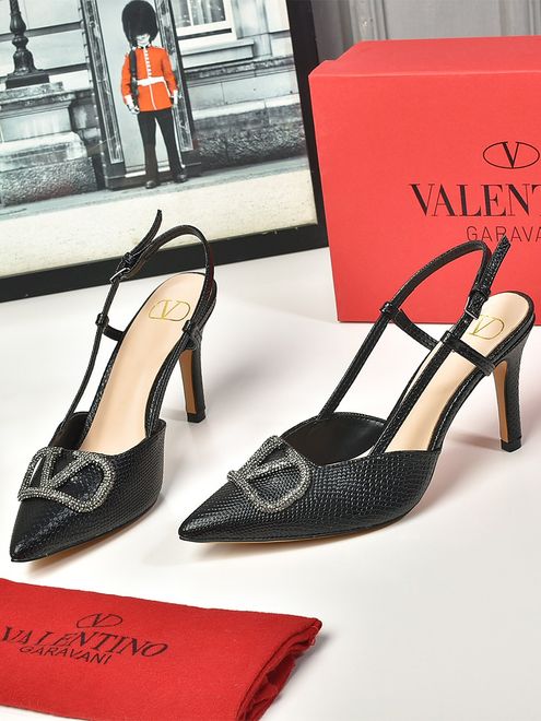 Valentino Vlogo Leather Slingback Pumps - Saadstore