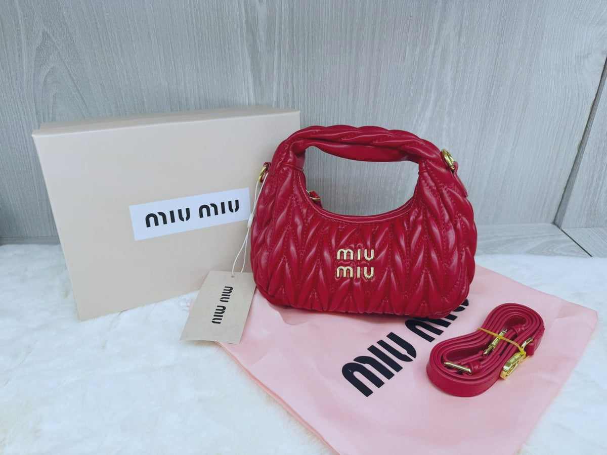 Miu Miu Wander Matelasse Nappa Leather Hobo Mini - bag - Saadstore