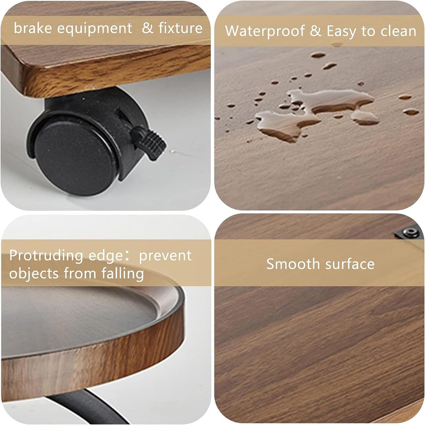 Versatile and Movable Coffee Table - Small Tea Table with Wheels, Perfect for Sofa, Bedroom, and Bedside - C - Type Side Table for Stylish Convenience - Saadstore